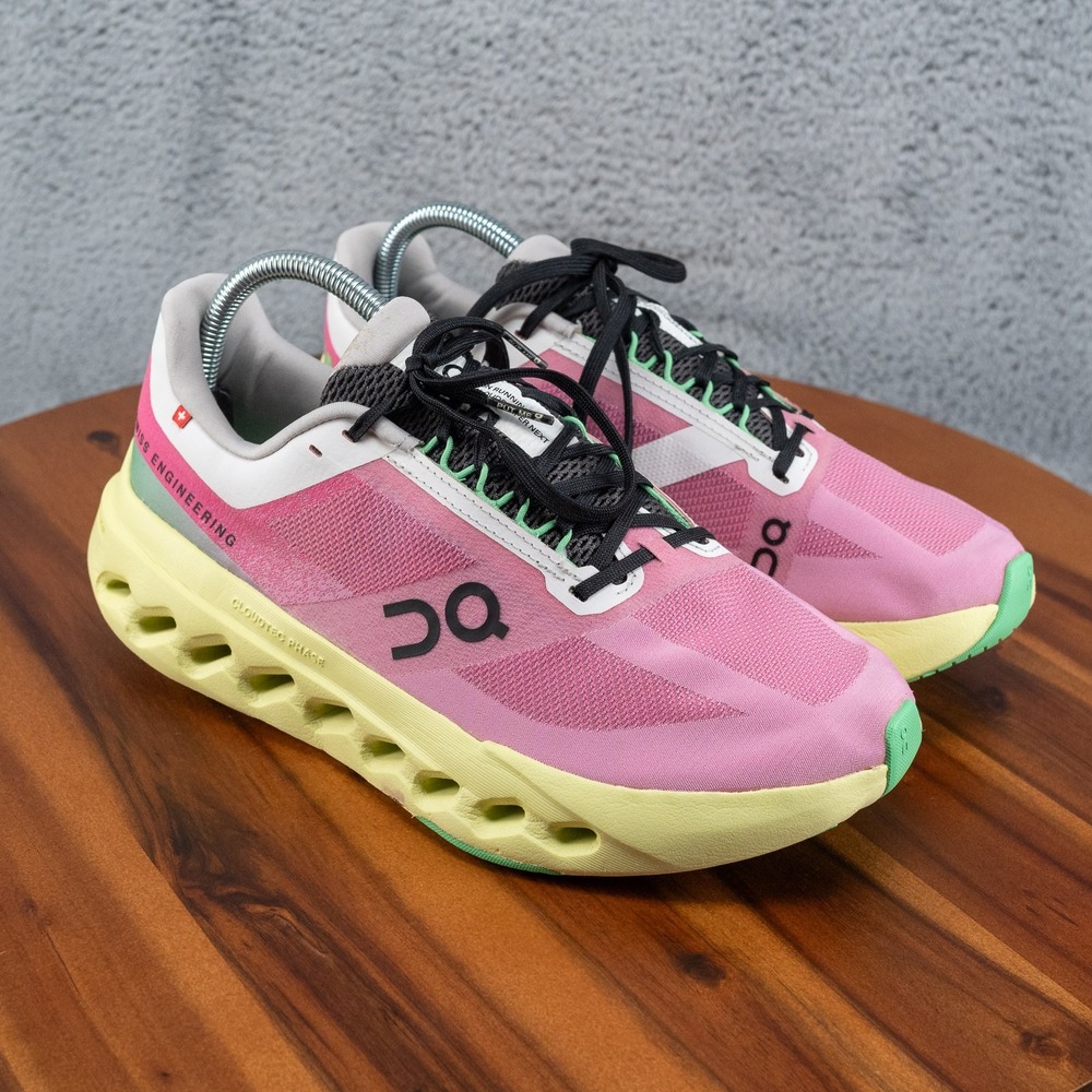 Women's On Cloudsurfer Next, Pink/Limelight, 9.5 B Medium US